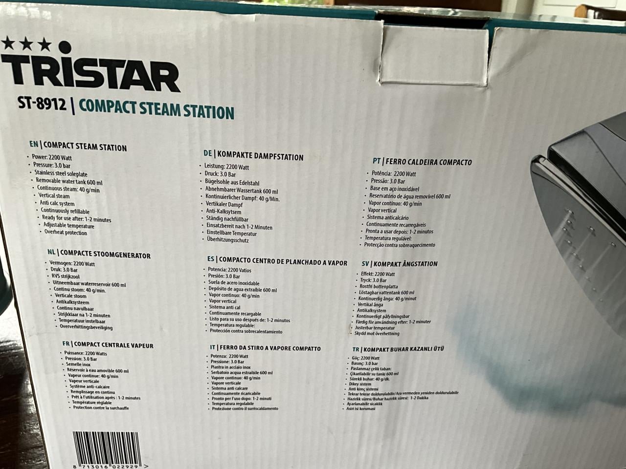 Tristar ST-8912 compact stoomstrijkijzer