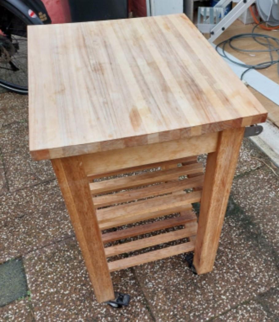 Houten Keukentrolley op wieltjes