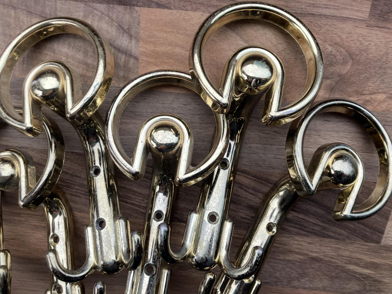 Vintage messing kapstokhaken 7st