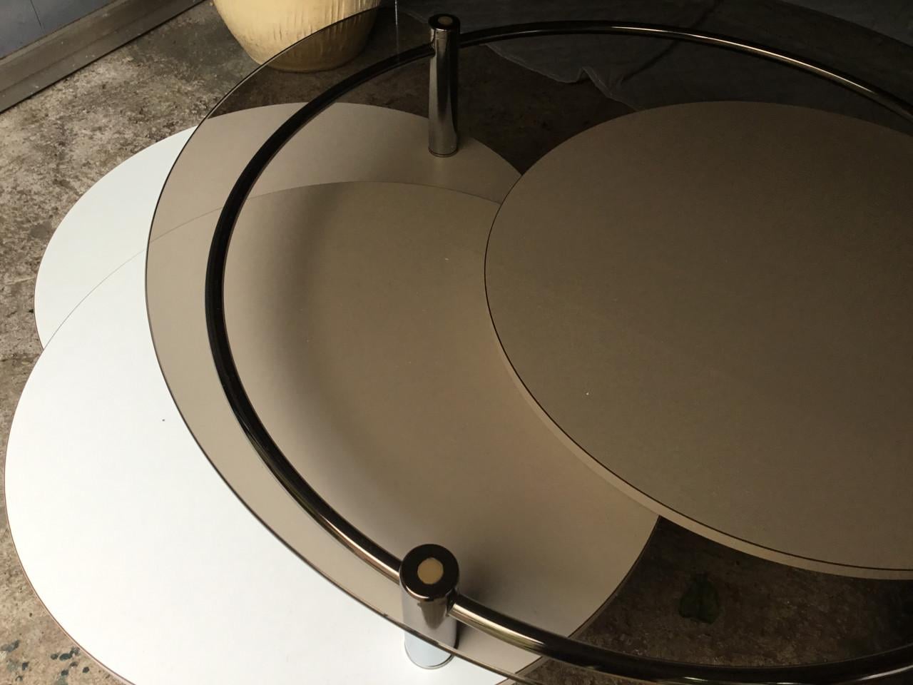Vintage space age salontafel .Chroom/glas