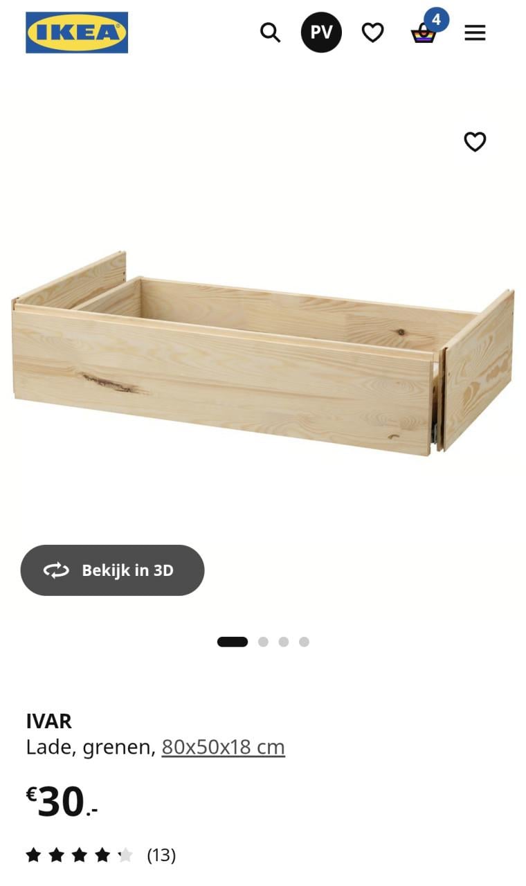IKEA IVAR Lade, grenen, 80x50x18 cm