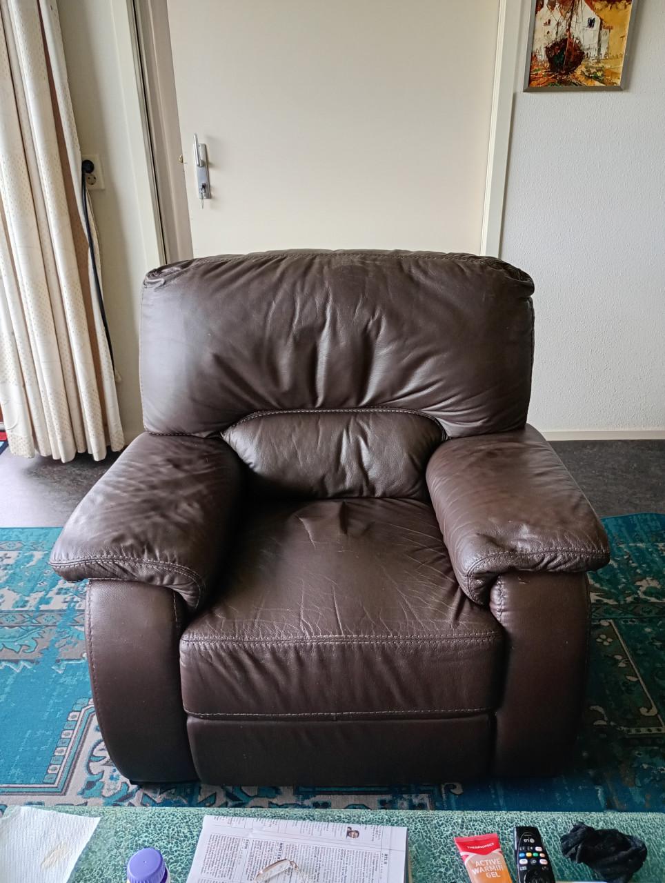 Fauteuil bruin leer