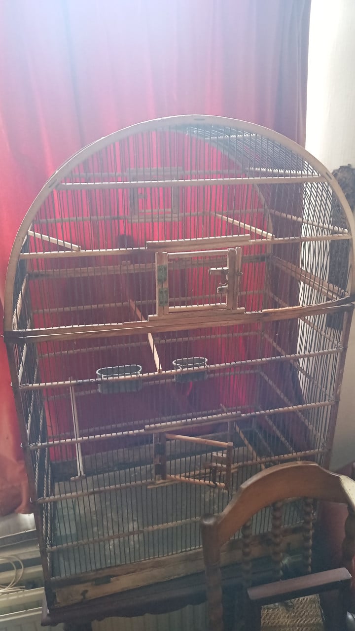 Grote houten antieke vogelkooi