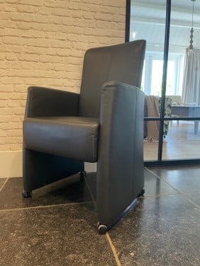 4x leren eetkamer fauteuil/ eetkamerstoel