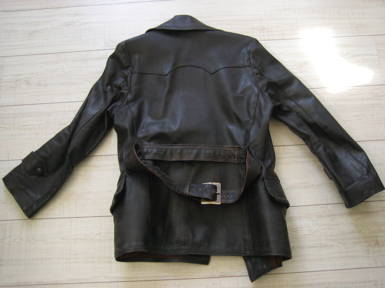 Vintage leren motorjas van rond 1950