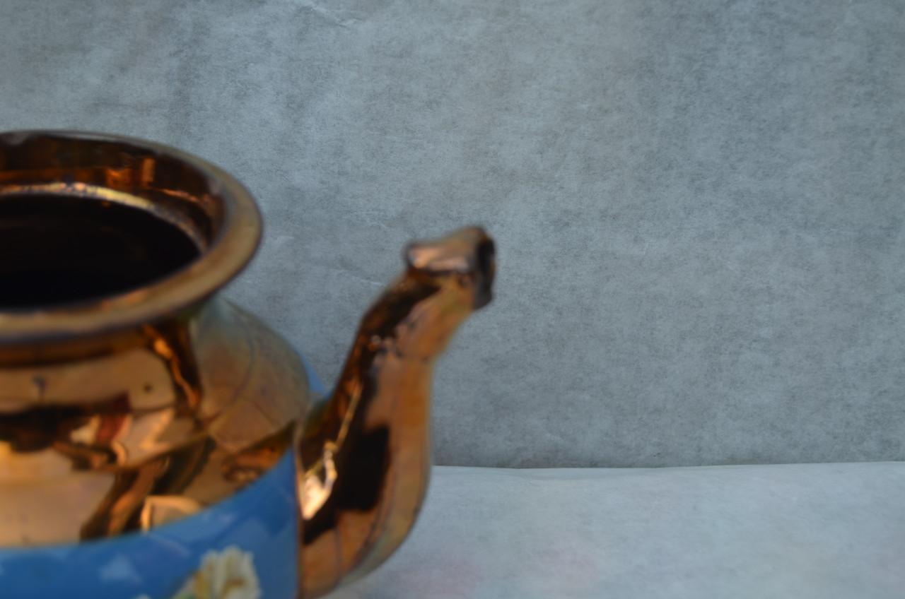 2 Goudsteen kommen Staffordshire ong. 1850 + theepot