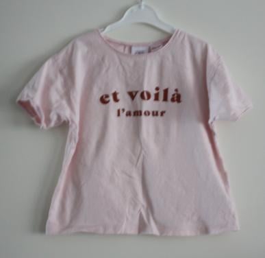 Roos tshirt met tekst maat 110