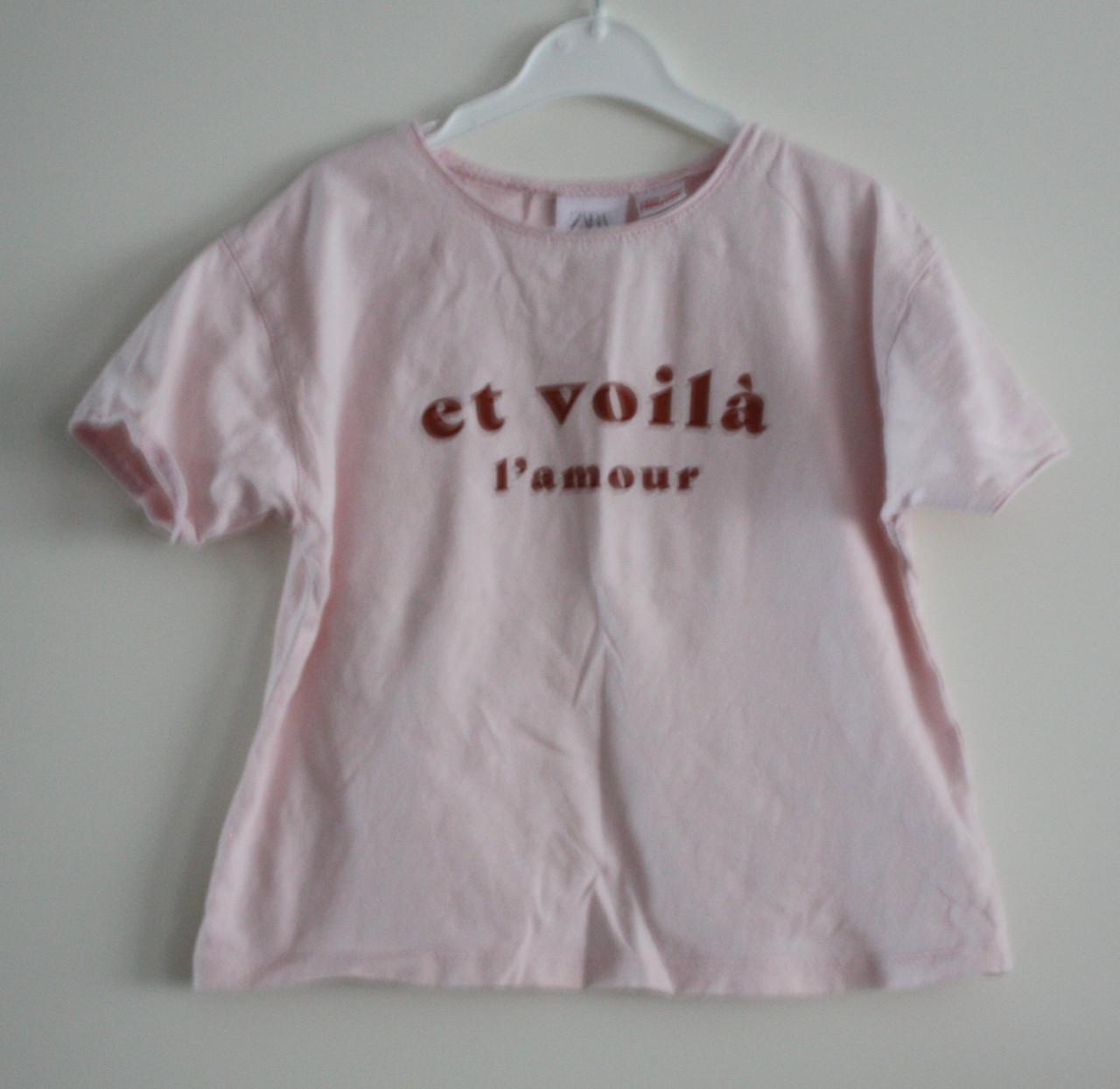 Roos tshirt met tekst maat 110