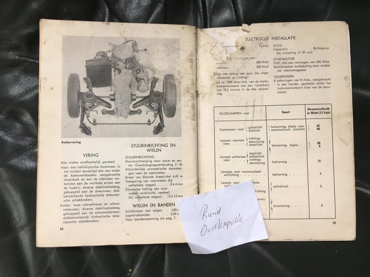 Fiat instructieboekje 850