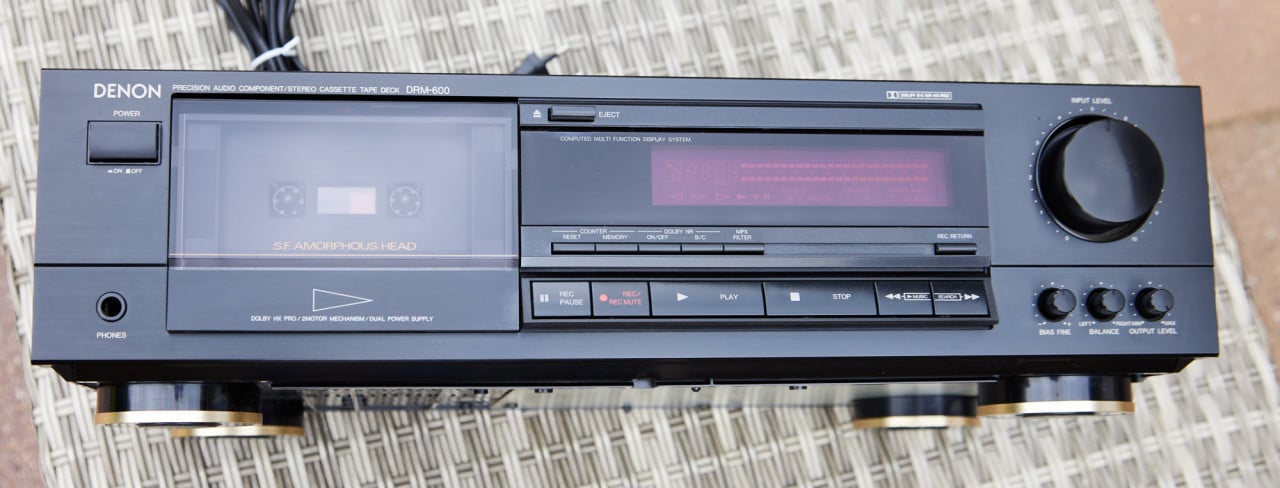 Vintage Denon DRM-600 cassettedeck, zwart