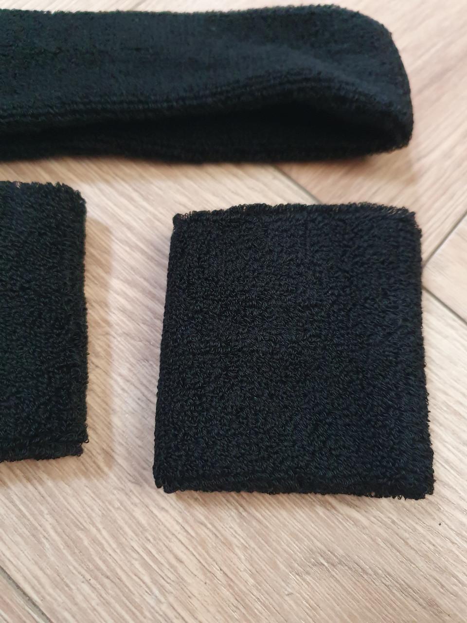 Nieuwe sport zweetband set – 2x pols + 1x hoofdband – zwart