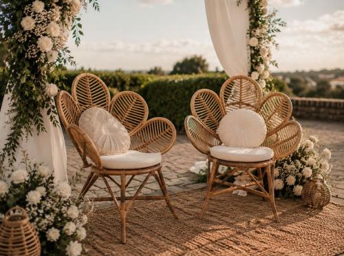 Twee mooie rotan stoelen bloem