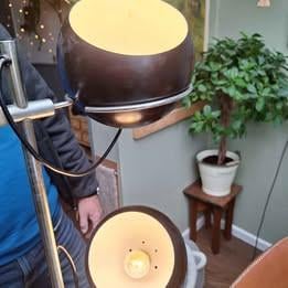 Vintage staande lamp met 2 lampenbollen
