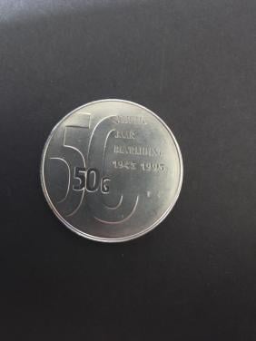 Zilveren munten 50 en 10 gulden