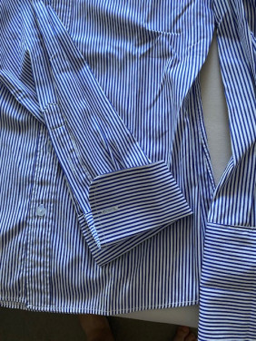 Nieuw overhemd kleine maat XS  blauw/wit streepje  getailleerd