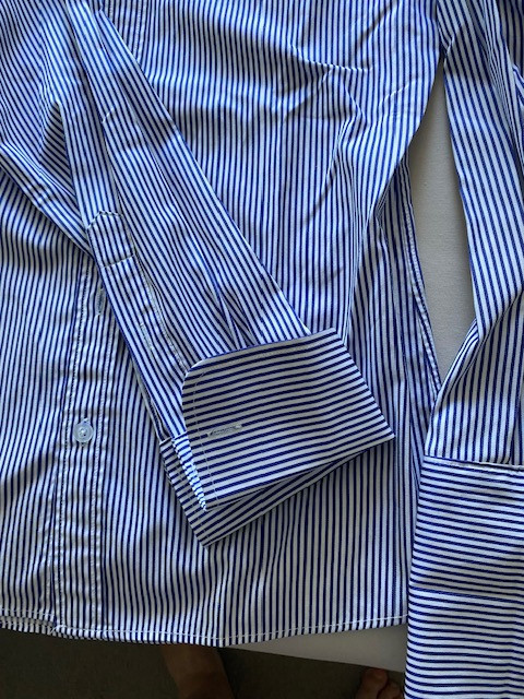 Nieuw overhemd kleine maat XS  blauw/wit streepje  getailleerd