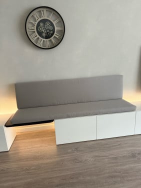 Grijze kussens zitbank 180cm