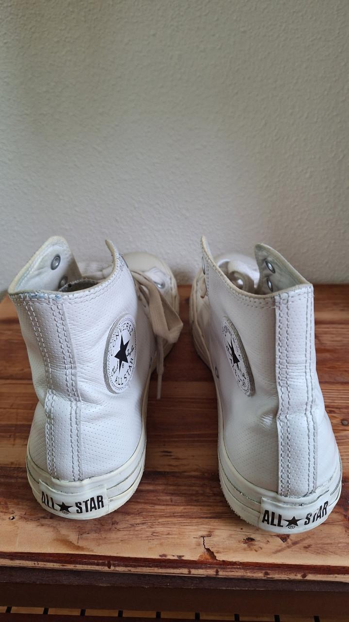 Wit leren Convers Aĺl Star halfhoge schoen