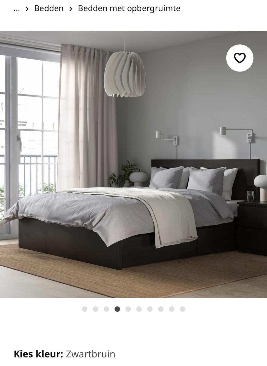 Ikea MALM bedframe en bedlade 180x200 zwartbruin