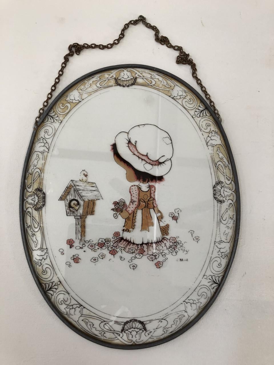 Mooie brocante vintage raamhanger van glas in lood