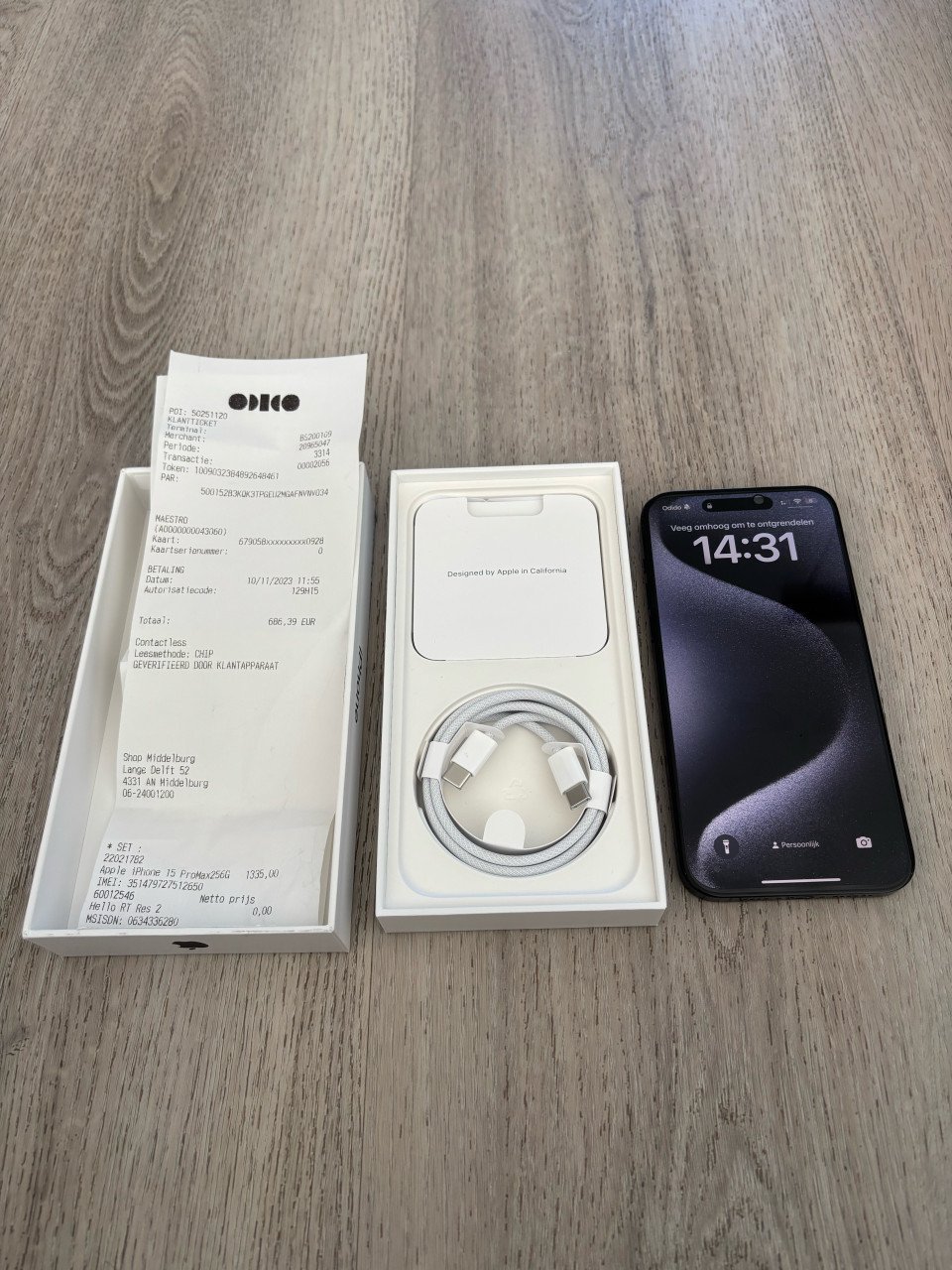 IPhone 15 Pro Max 256GB Blauw, compleet met bon en doos