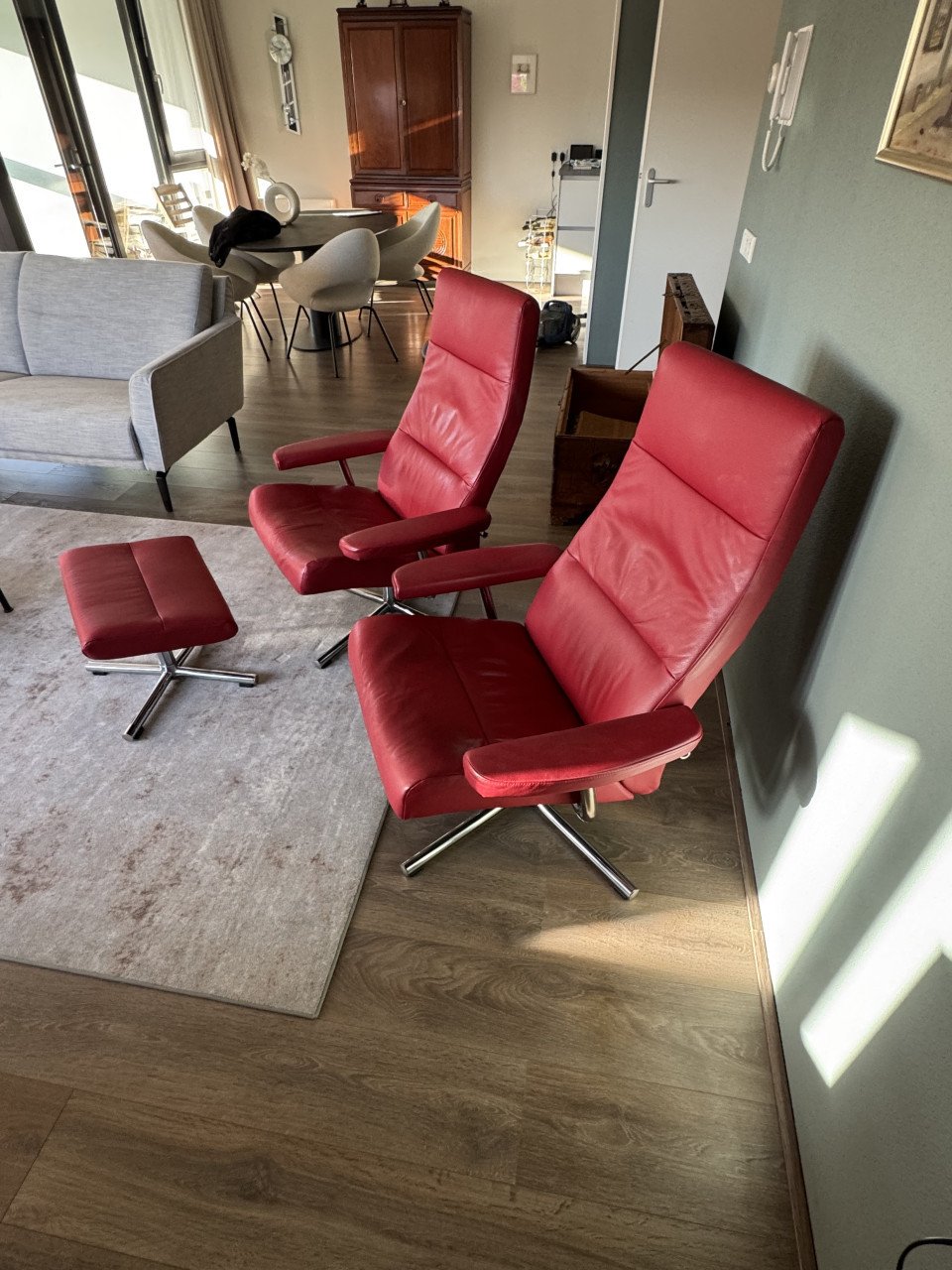 Leren verstelbare fauteuils met voetenbank