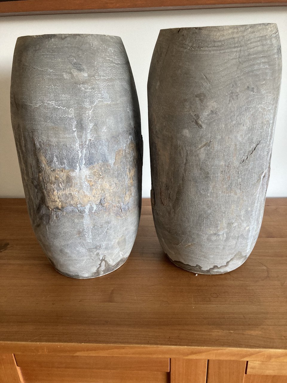 Set grote vazen grijs hout