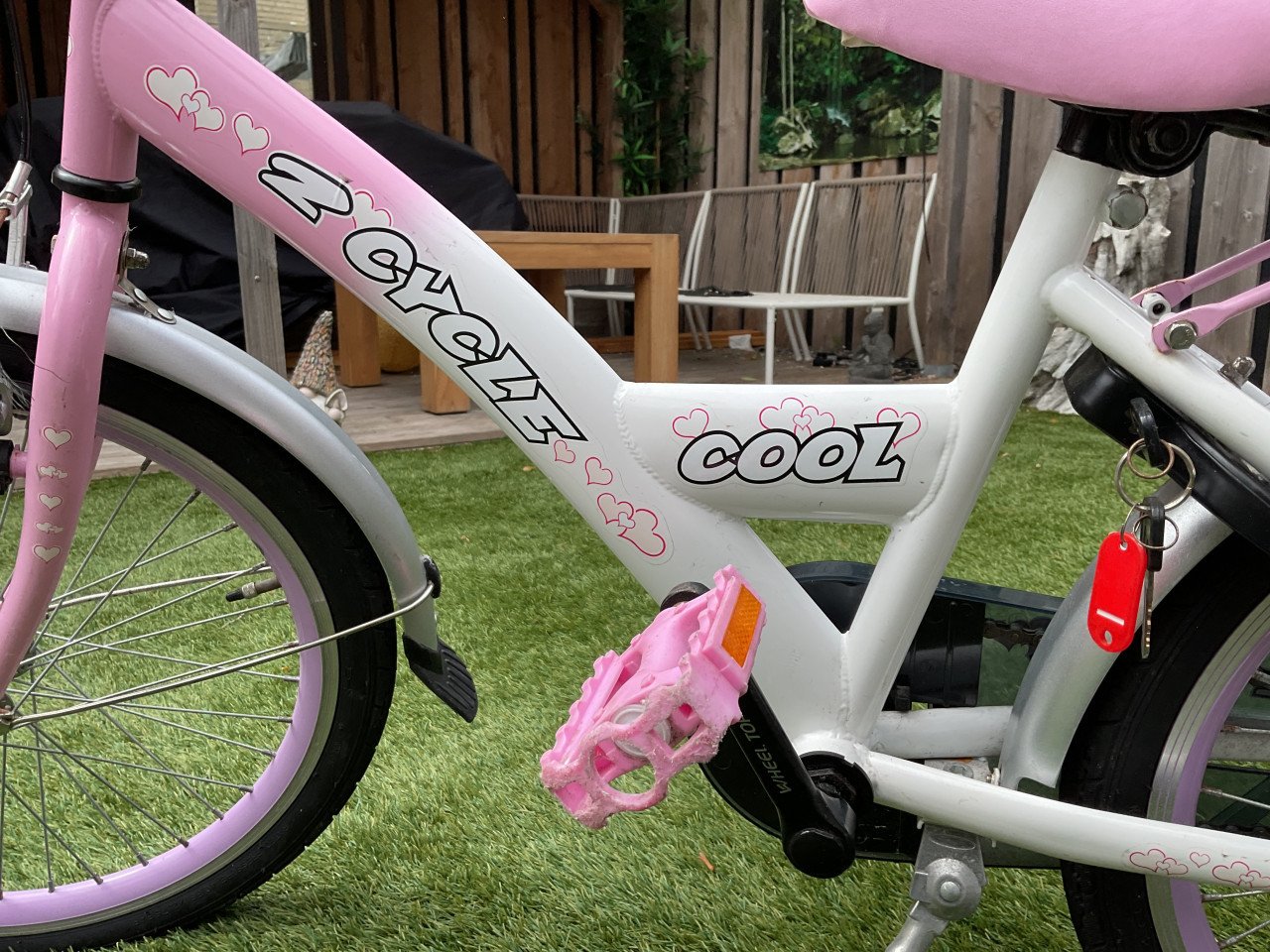 Meisjesfiets, 20 inch, rose en wit,Cool crazy