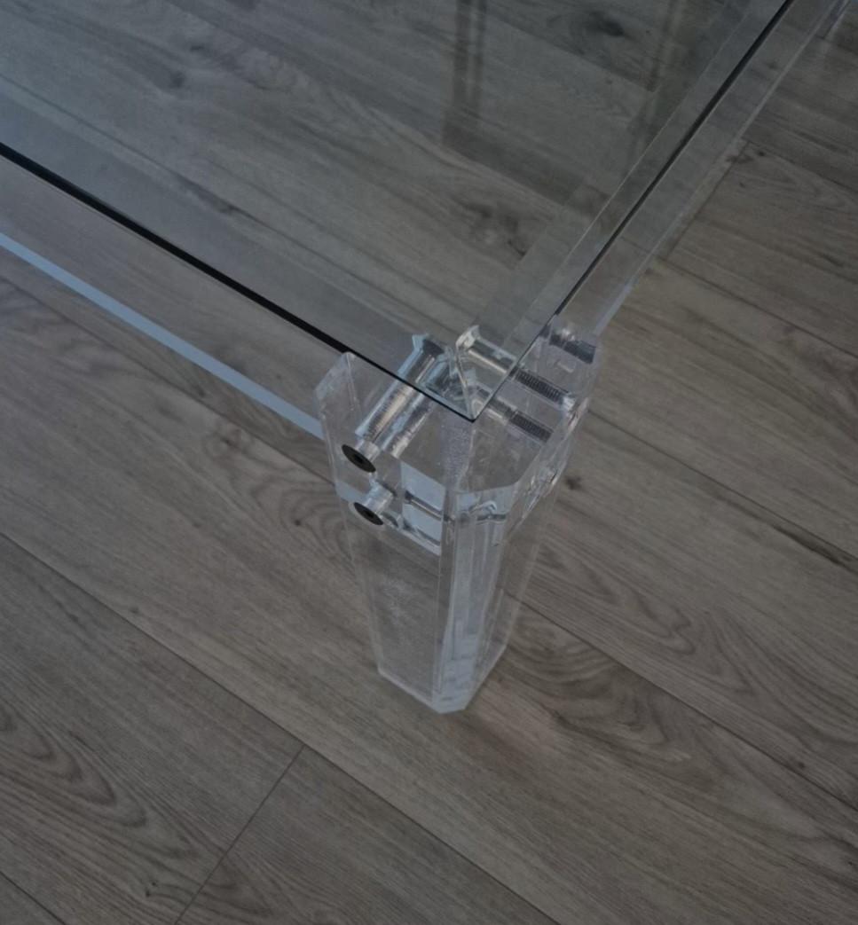 Vintage design salontafel (perspex en gehard glas)