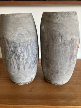 Set grote vazen grijs hout