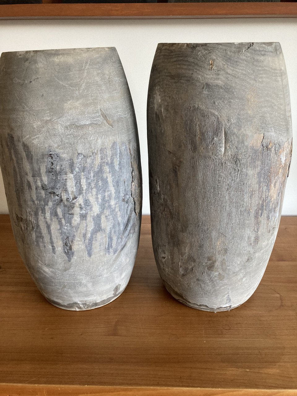 Set grote vazen grijs hout