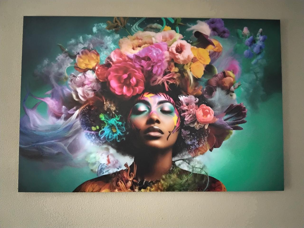 KLEURRIJK SCHILDERIJ OP GLAS 120X80CM