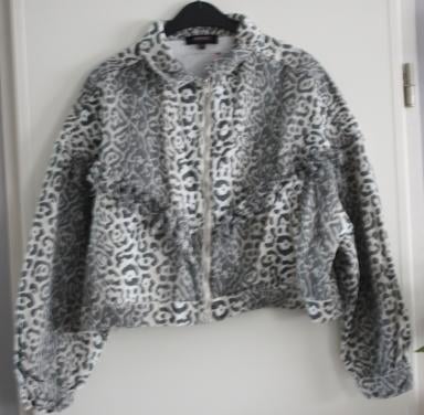 Grijs creme dieren print jasje maat s