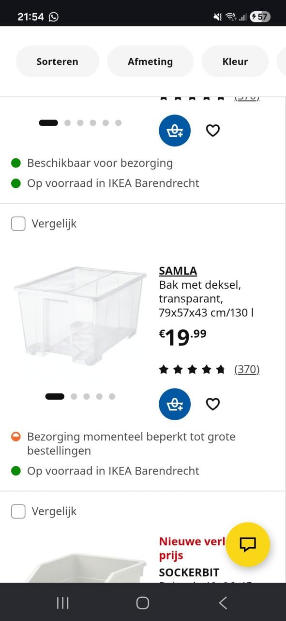 Grote kunstofbakken voor opbergen