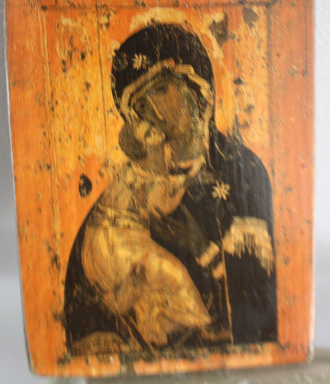 Houten list met christelijke afbeelding