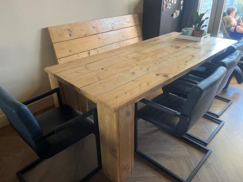 Steiger houten tafel bank met 4 stoelen