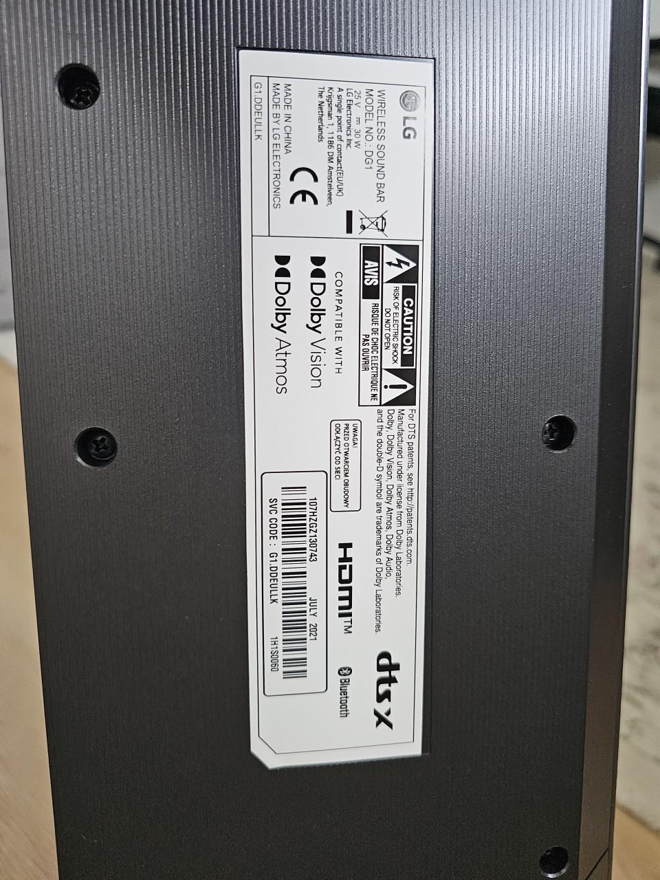 LG DG1 - 360W gallery design soundbar met subwoofer