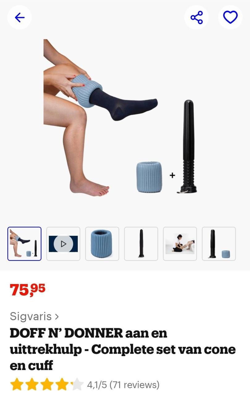 Aan en uittrekhulp steunkousen