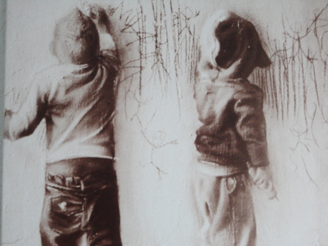 " Children " Prachtig art print op canvasdoek , afmeting 120 cm x 80 cm