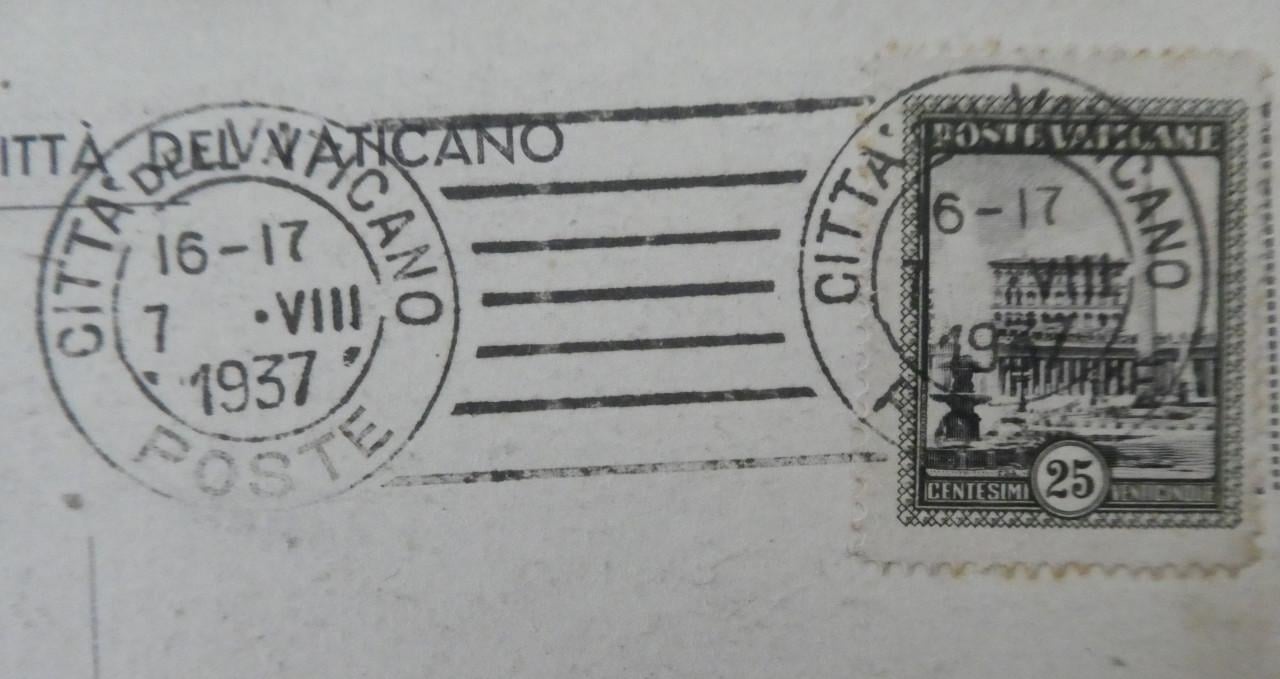 Ansichtkaart, 1937 Vaticaanstad - Sluis