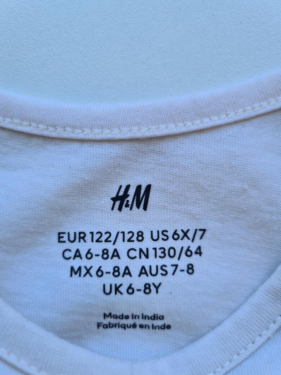 Ecru wit met zwarte bolletjes jurk van H&M  Maat 122-128