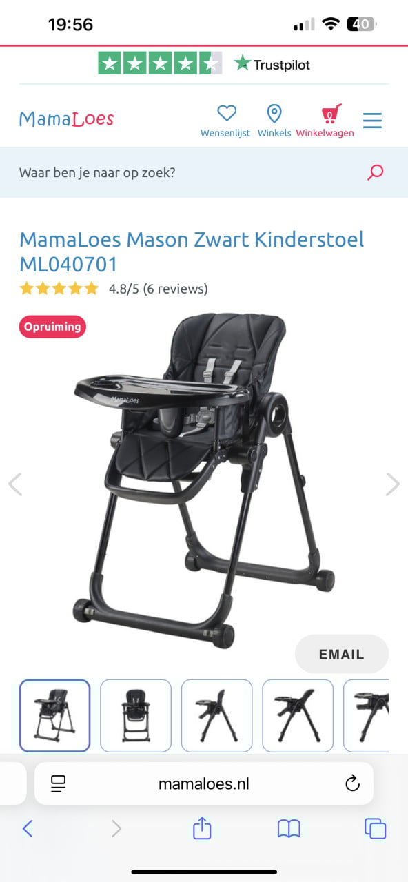 Kinderstoel mamaloes zwart leer
