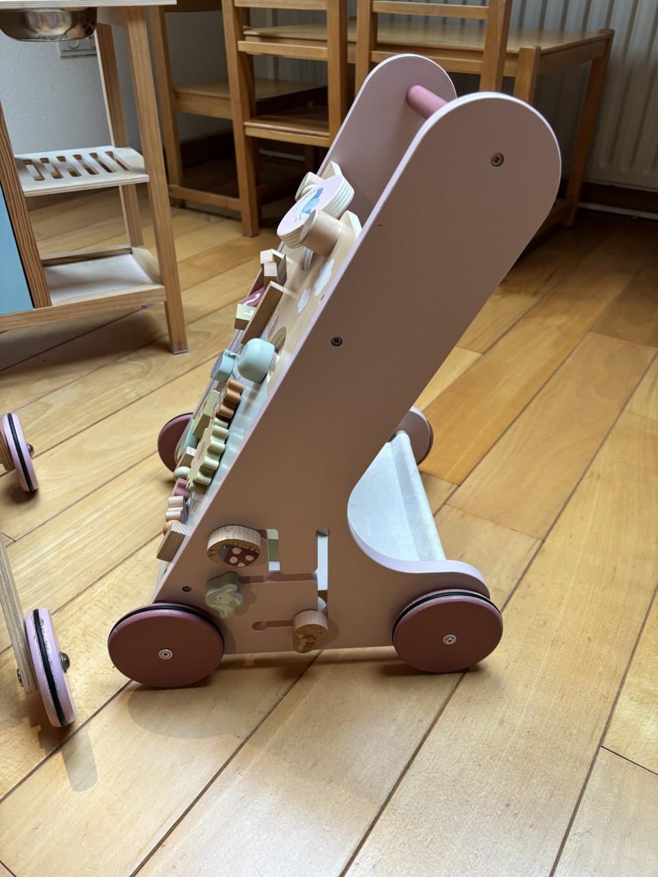 Little Dutch speel en loopwagentje, roze, vogel/vlinder/bloem motief