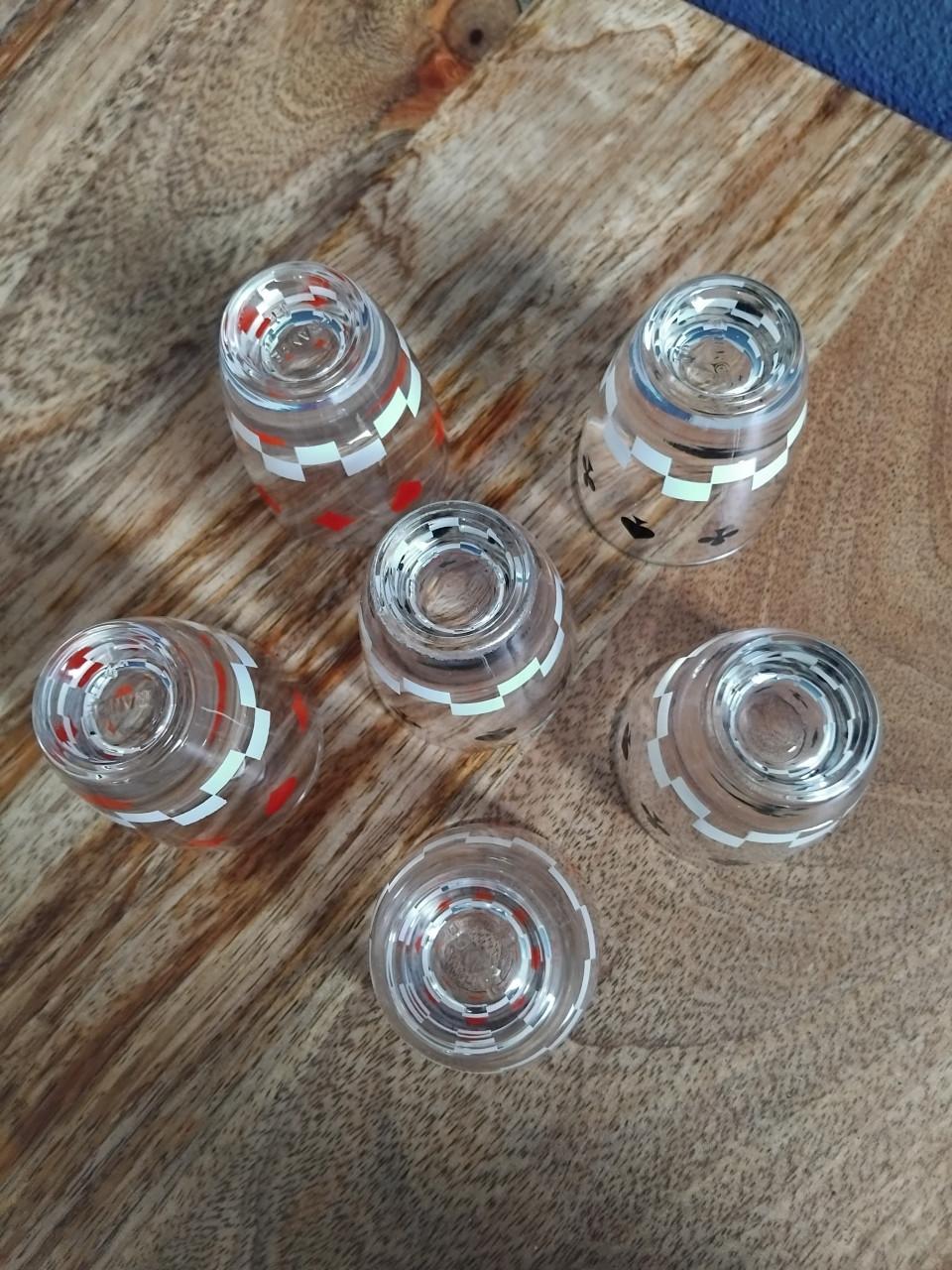 Vintage Borrelglaasjes Speelkaartmotief