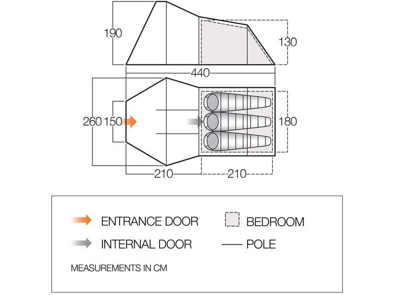 Vango Galaxy 300 tunneltent 3-persoons met stahoogte 5.5Kg
