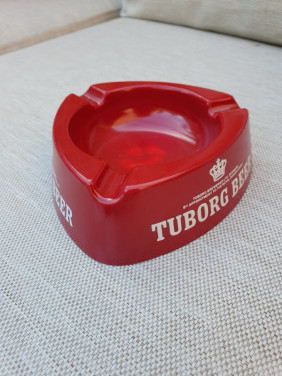 Vintage Tuborg Beer rode plastic asbak Made in Italy 1980s