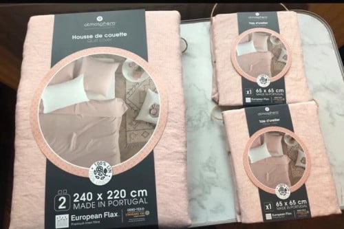 100% linnen dekbedovertrek 240x220 Poeder roze