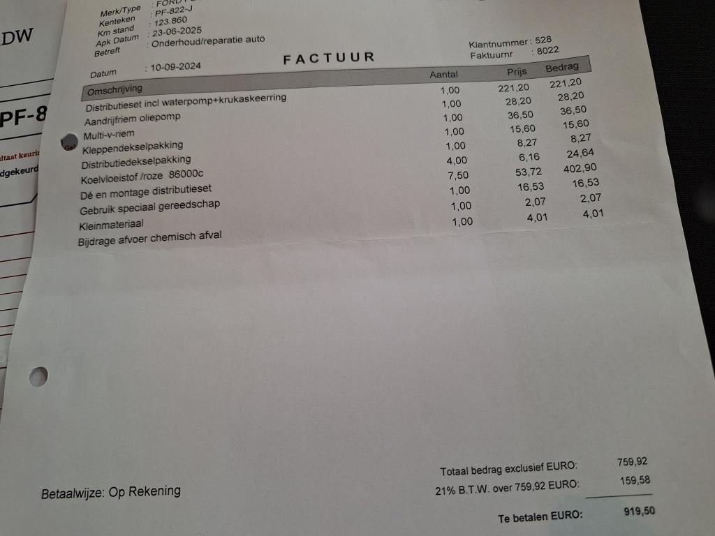 Ford Focus 1.0 lease edition | distributieriem sept 2024 vervangen |