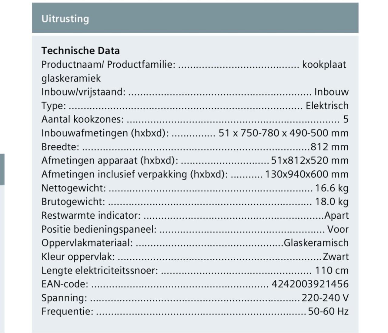 Kookplaat Siemens