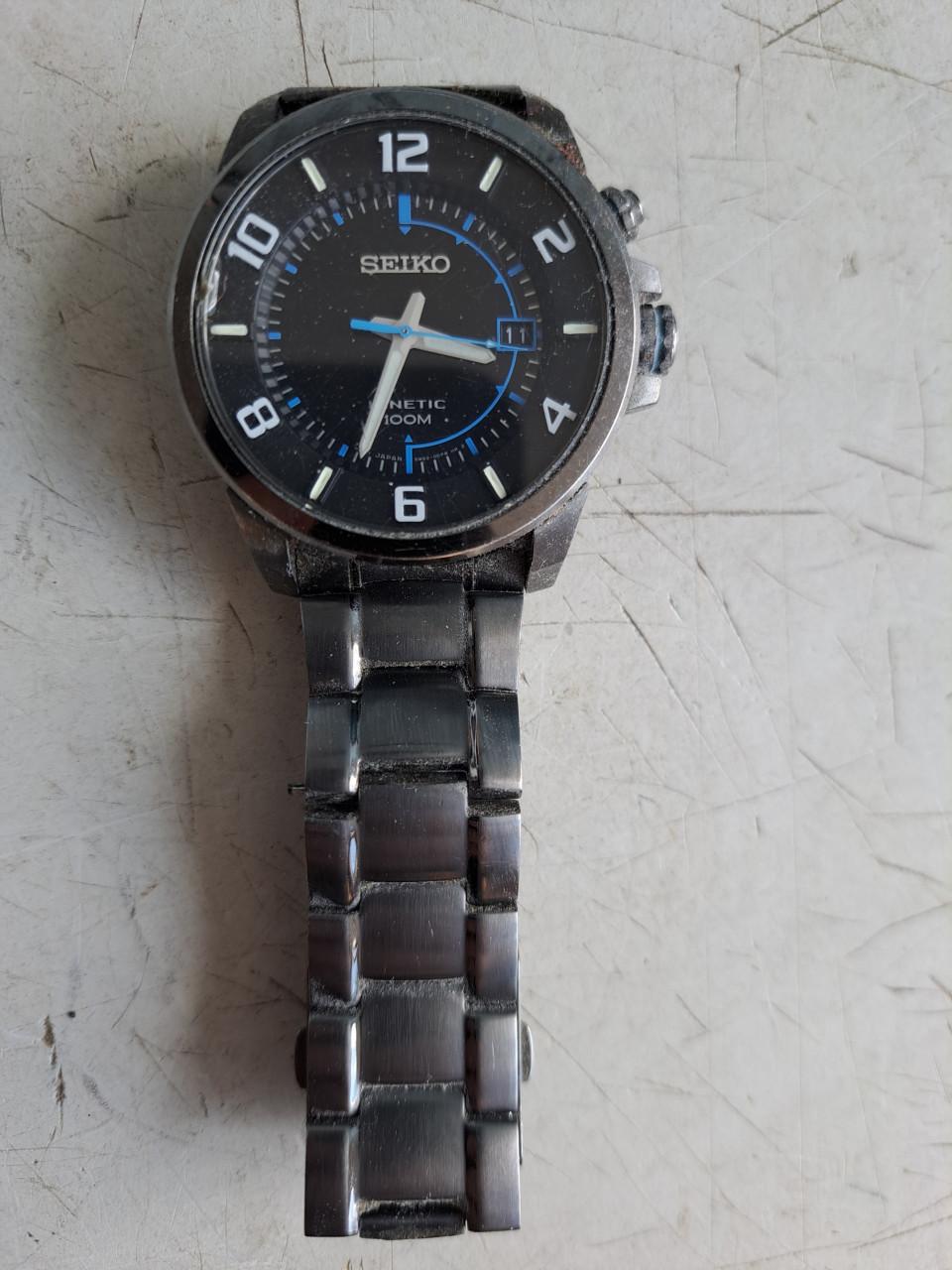ZWART SEIKO KINETIC HEREN HORLOGE AUTOMATIC